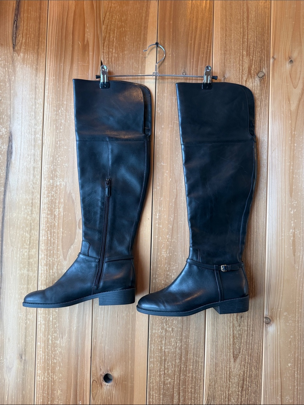 Cole Haan Black To-the-Knee Leather Riding Boots